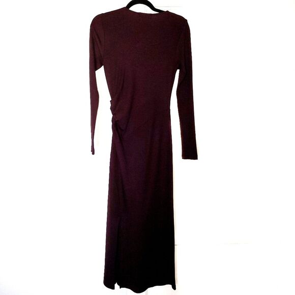 REISS Sloane Wool Long Sleeve Knit Maxi Dress Brown Small - Picture 4 of 14